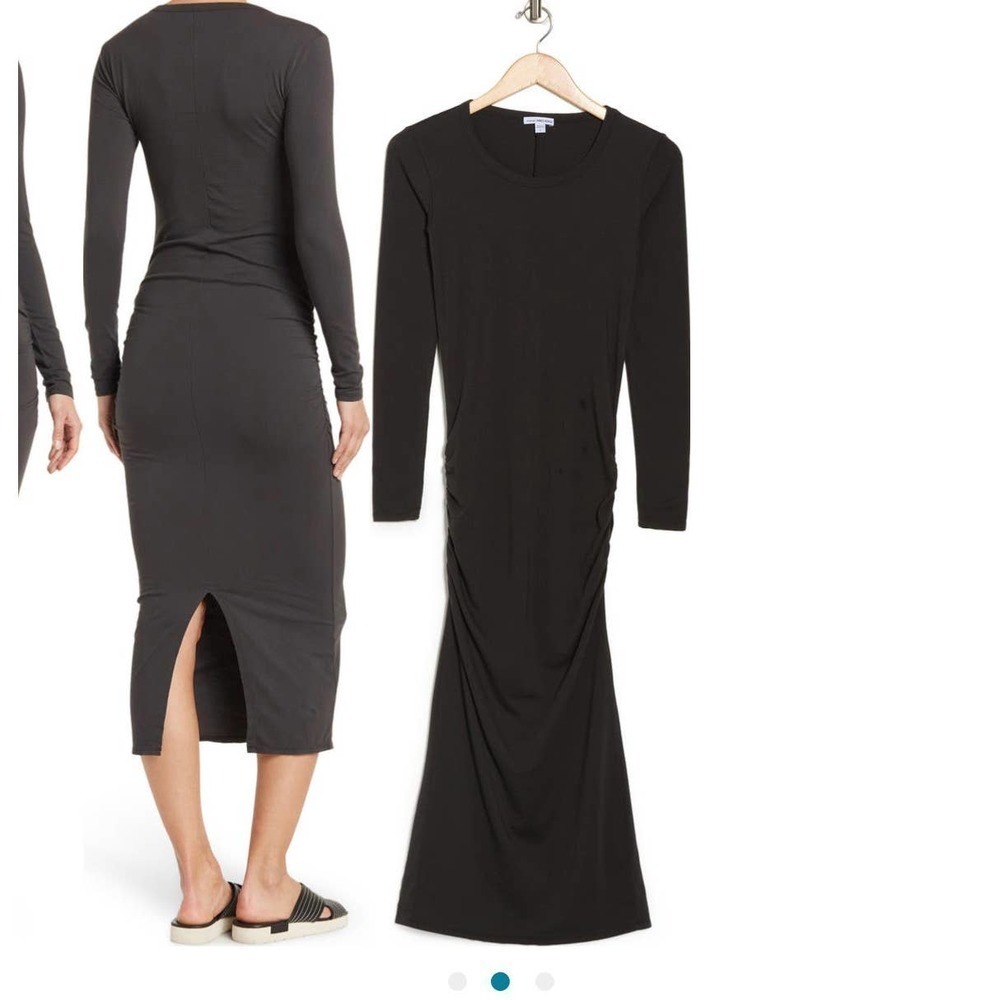 JAMES PERSE Long Sleeve Ruched Midi Dress Women's Sleeve Dress Size 1 - Picture 2 of 4